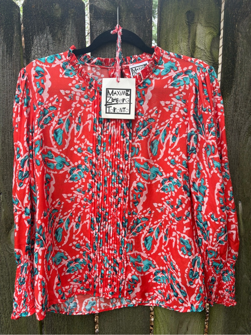 NWT Maxime Zeaberg Coral and Teal Blouse Size 2 - Picture 1 of 10